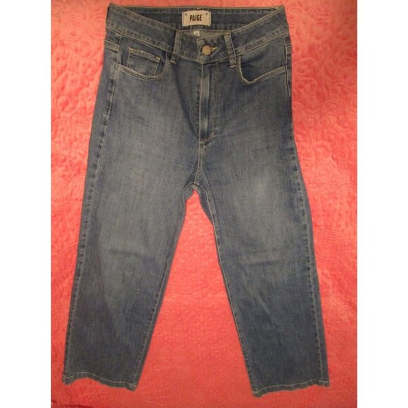Paige Genesee High Rise Wide Leg Denim Blue Distressed Jean Women Sz 27 NWOT - Picture 1 of 9